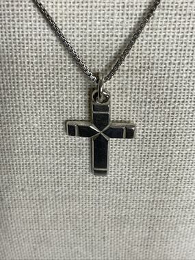 VTG VINTAGE JAMES AVERY STERLING SILVER PLAIN LATIN CROSS & 20 IN CHAIN